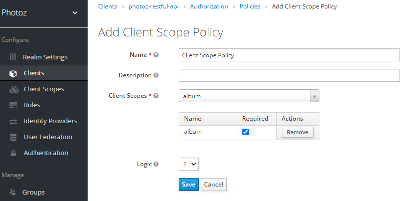 Add Client Scope Policy