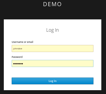 Login page to demo realm