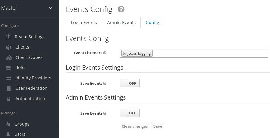 login events config