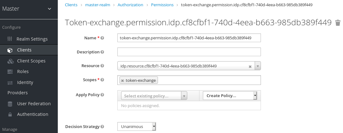 Identity Provider Exchange Permission Setup