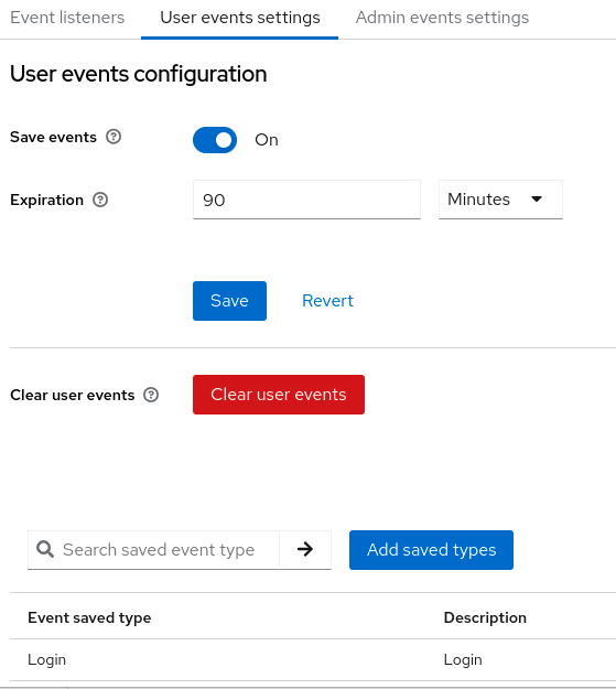 User events settings