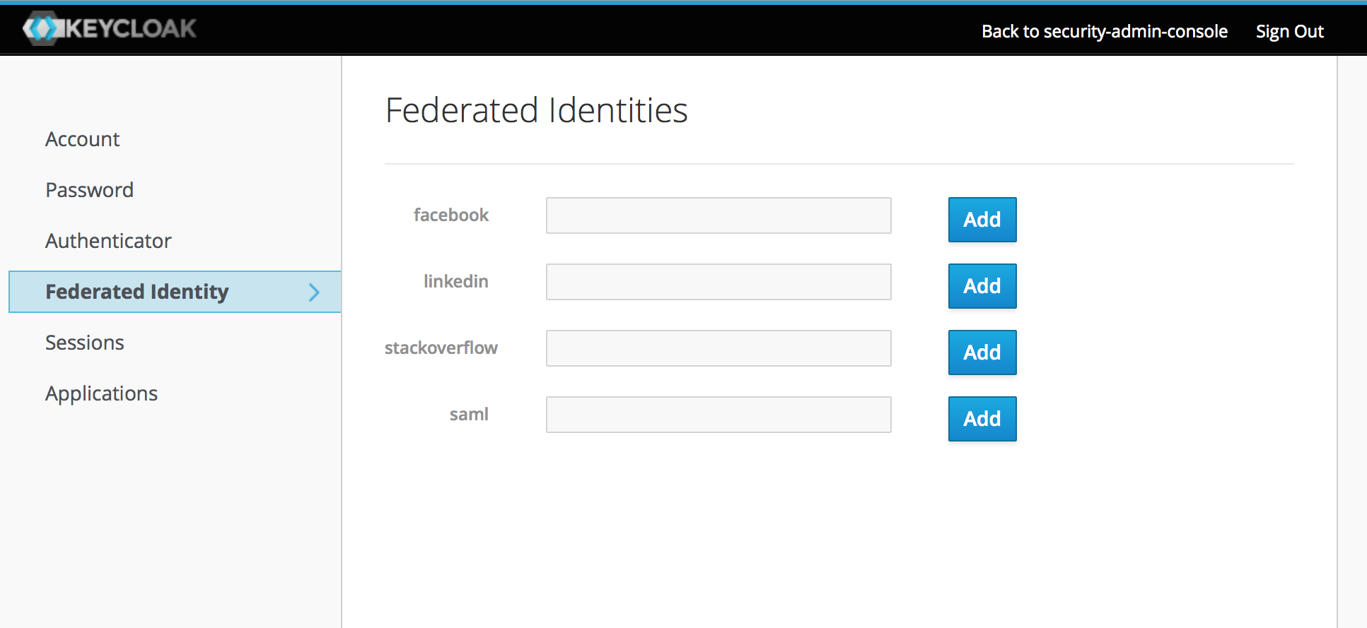 account service federated identity