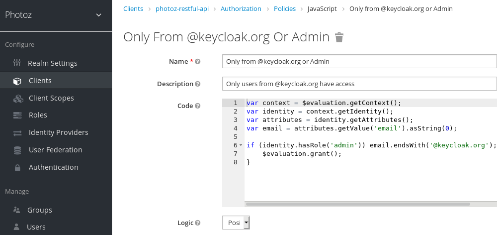 JavaScriptポリシーの追加